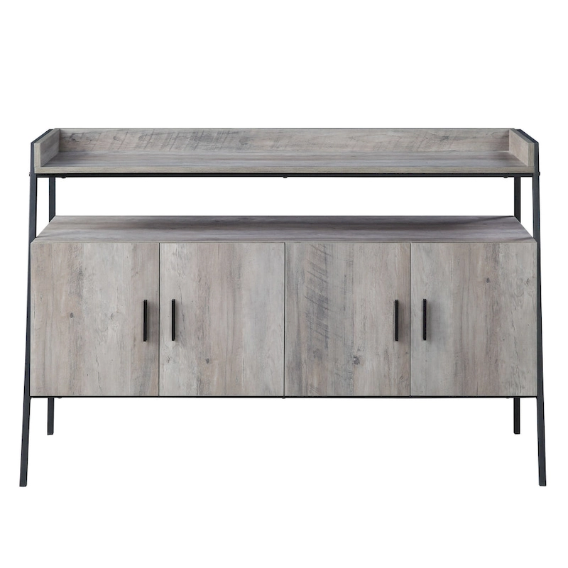 Oak 52 Industrial TV Stand with Shelf & Metal Legs