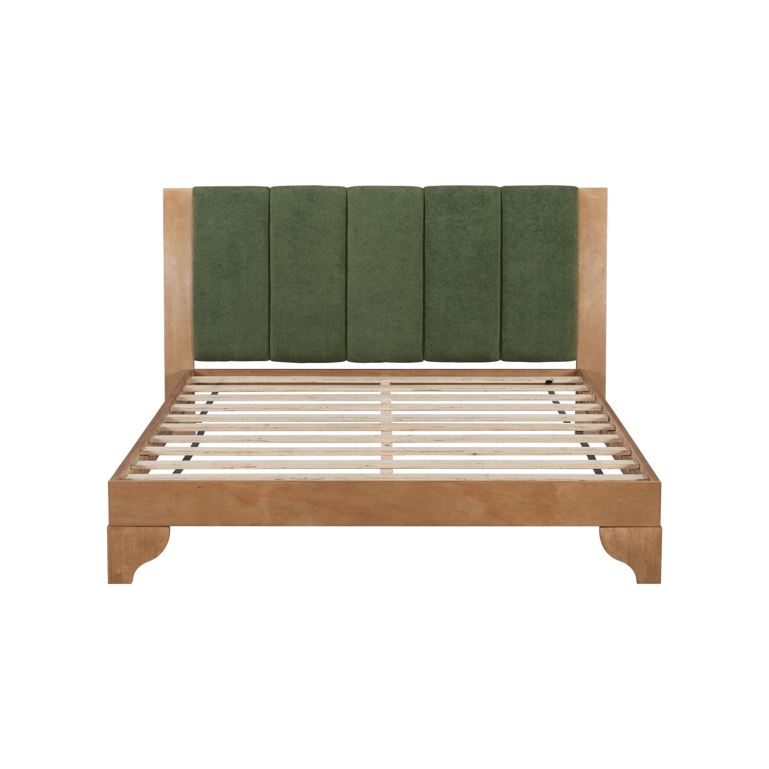 Mid Century Modern Wood and Upholstered Bedframe