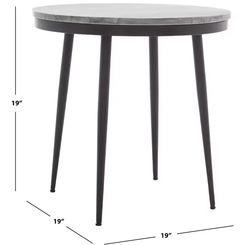 Nylah Marble Side Table - ACC3716 - Grey Marble/Black - Safavieh