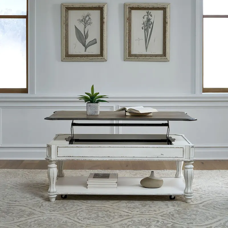 Magnolia Manor Antique White Lift Top Cocktail Table