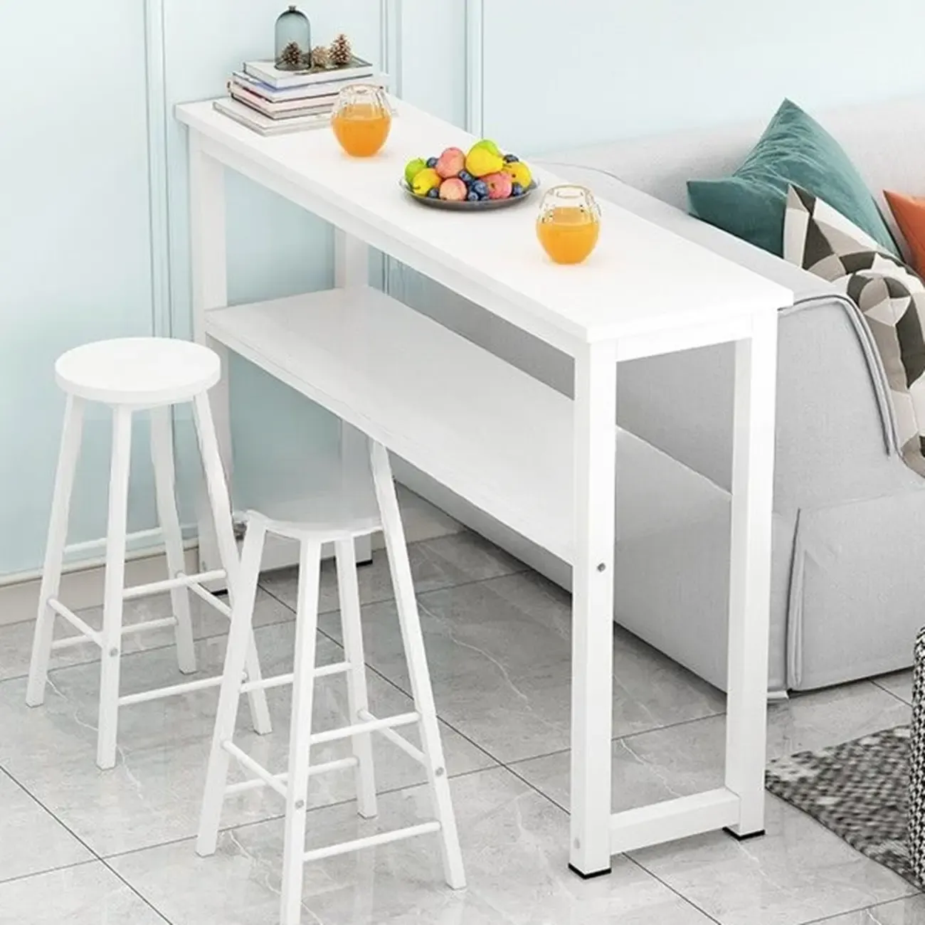 Modern Steel Wood Bar Tables with Shelf