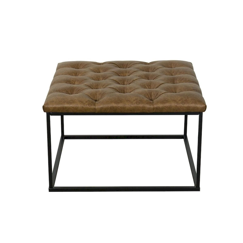 HomePop Draper Square Button-tufted upholstered top Cocktail Ottoman