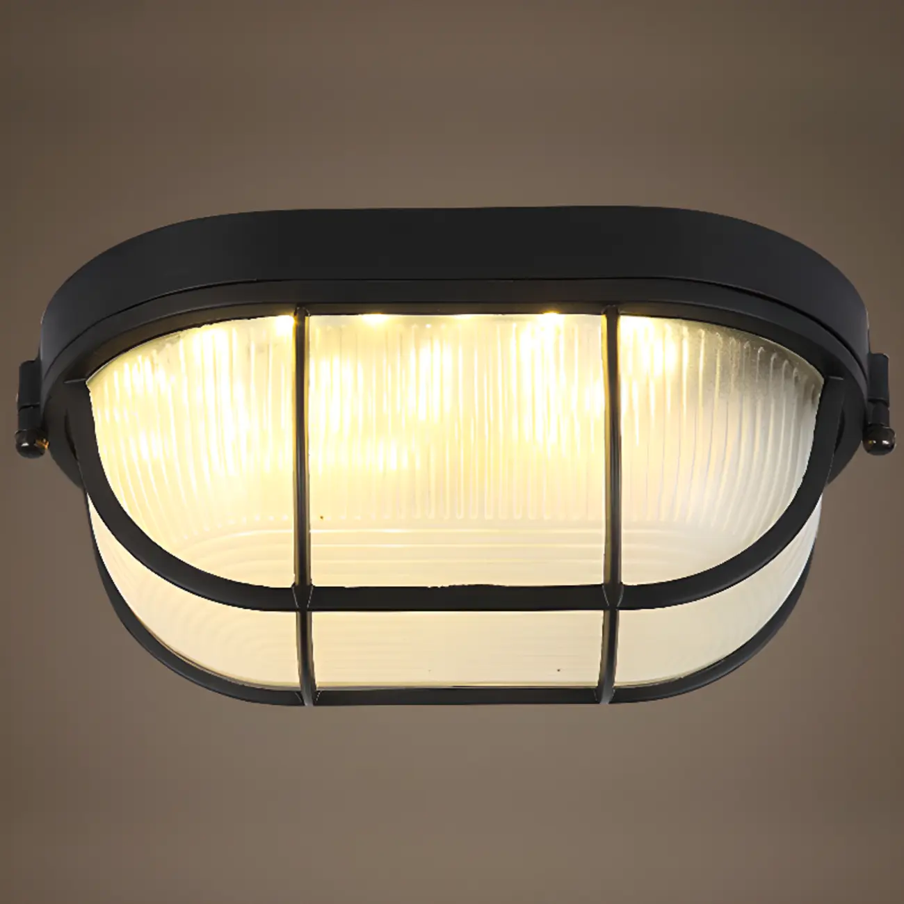 Industrial Black Round Metal LED Flush Ceiling Light