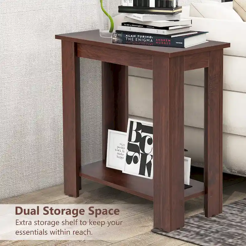 2 PCS 2-Tier End Table Modern Sofa Bedside Compact Nightstand w/