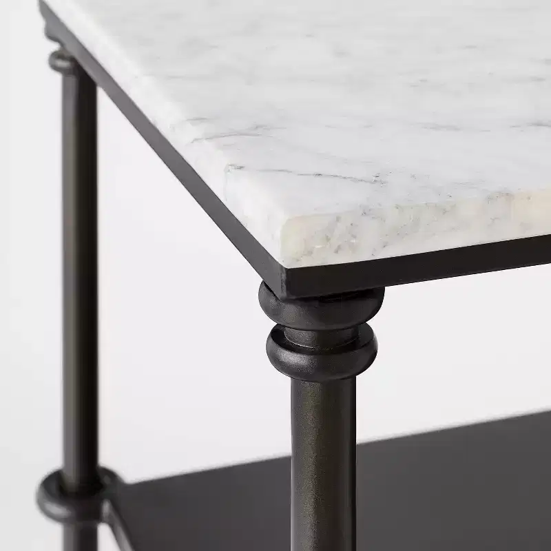 Metal and Marble Console Table with Shelf White Carrara Marble/Dark Bronze - Threshold™ designed with Studio McGee
