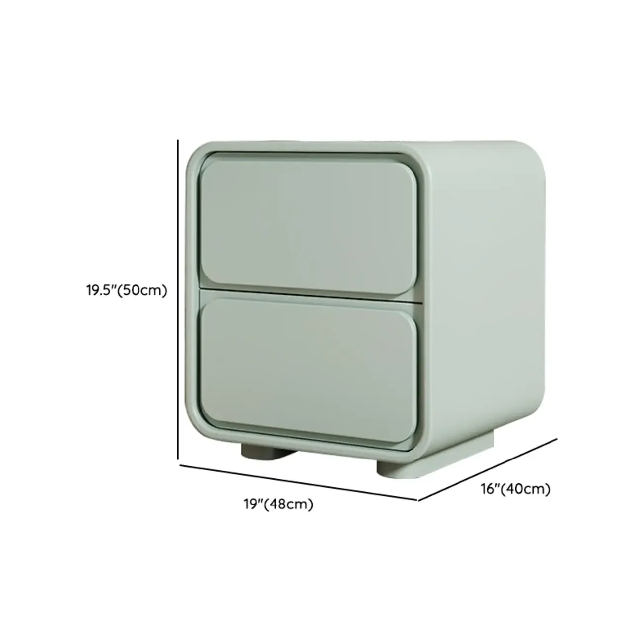 Modern Bedside Table with 2 Drawers - Beige Nightstand