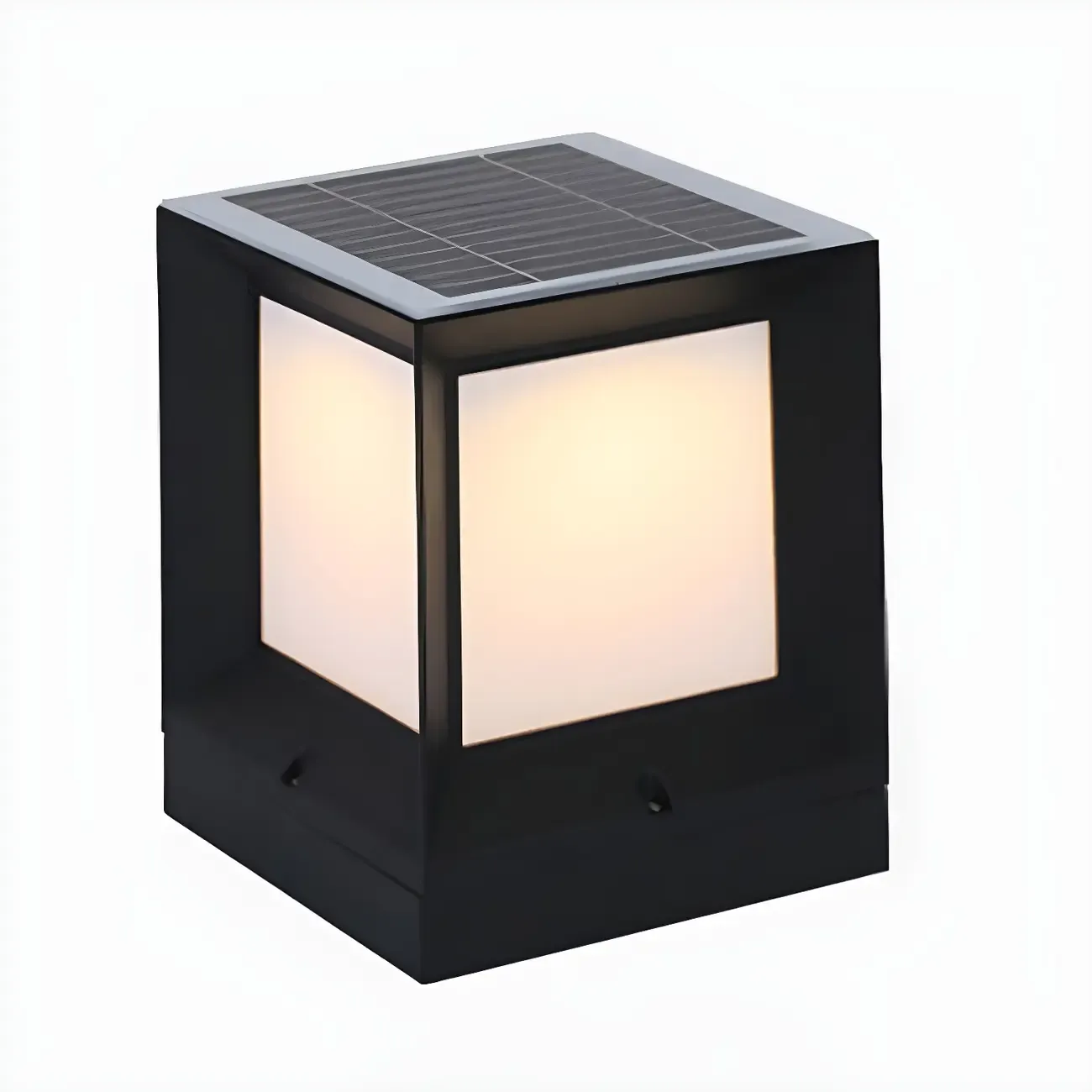 Simple Smooth Metal Cube Post Cap Light