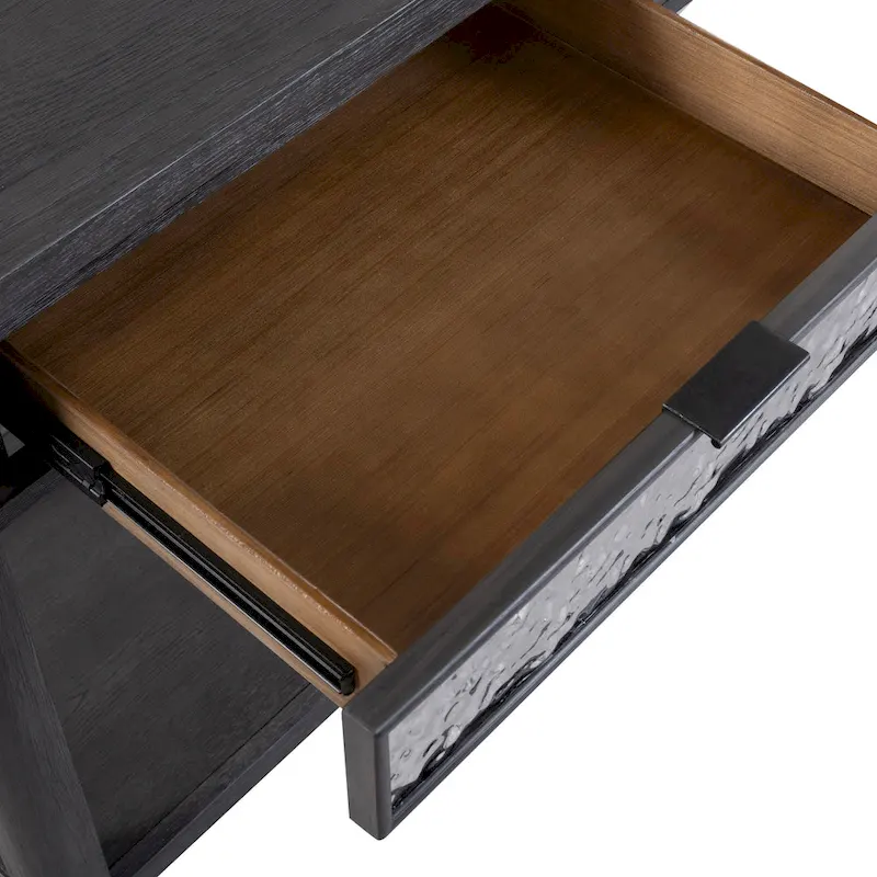 Furniture of America Piez Modern Ash Grey Wood 2-Drawer Sofa Table with Open Shelf