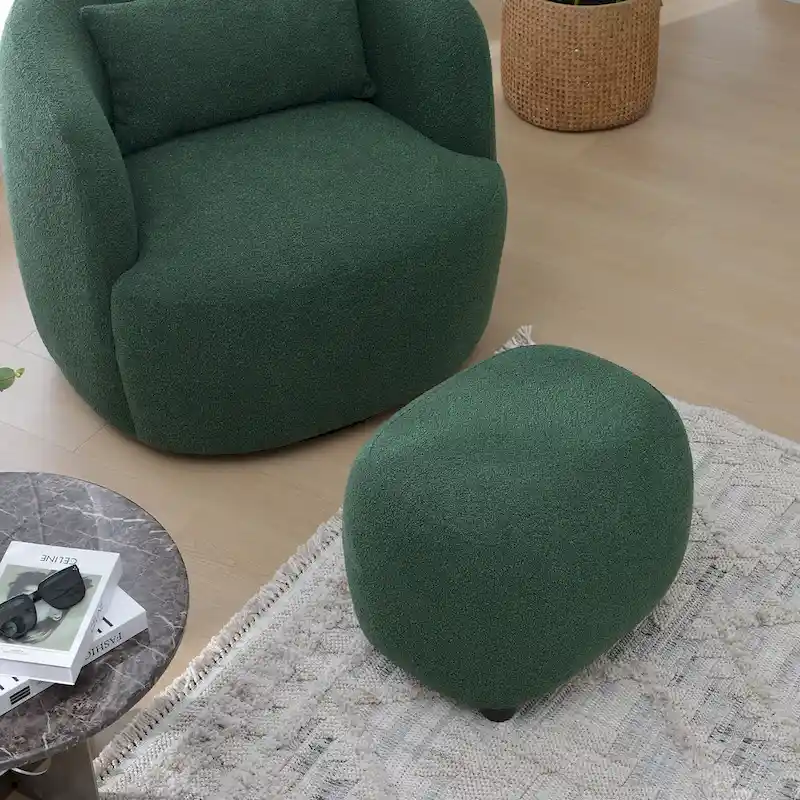 KINWELL 23  Wide Boucle Upholstered Footstool Ottoman Sofa Chair Footrest