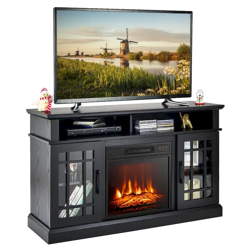 48 TV Stand Console Cabinet w/ Fireplace Entertainment Center - 48 x 16 x 30