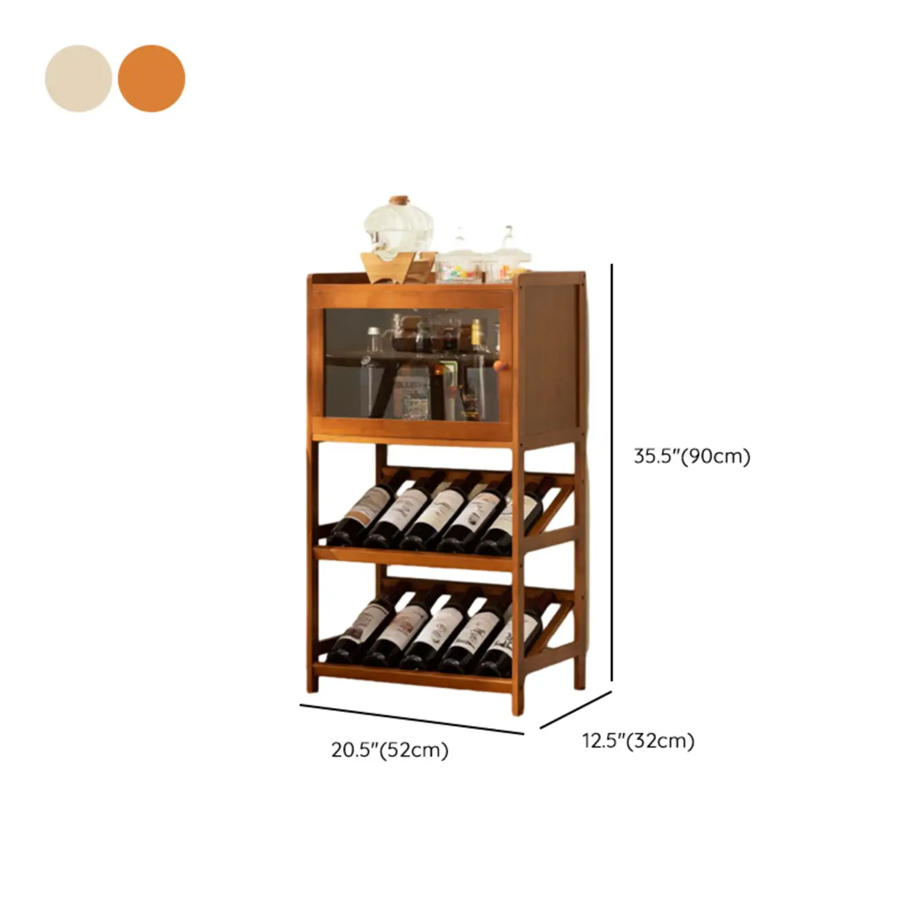 Rustic Freestanding Natural Wooden Wine Rack Cabinet
