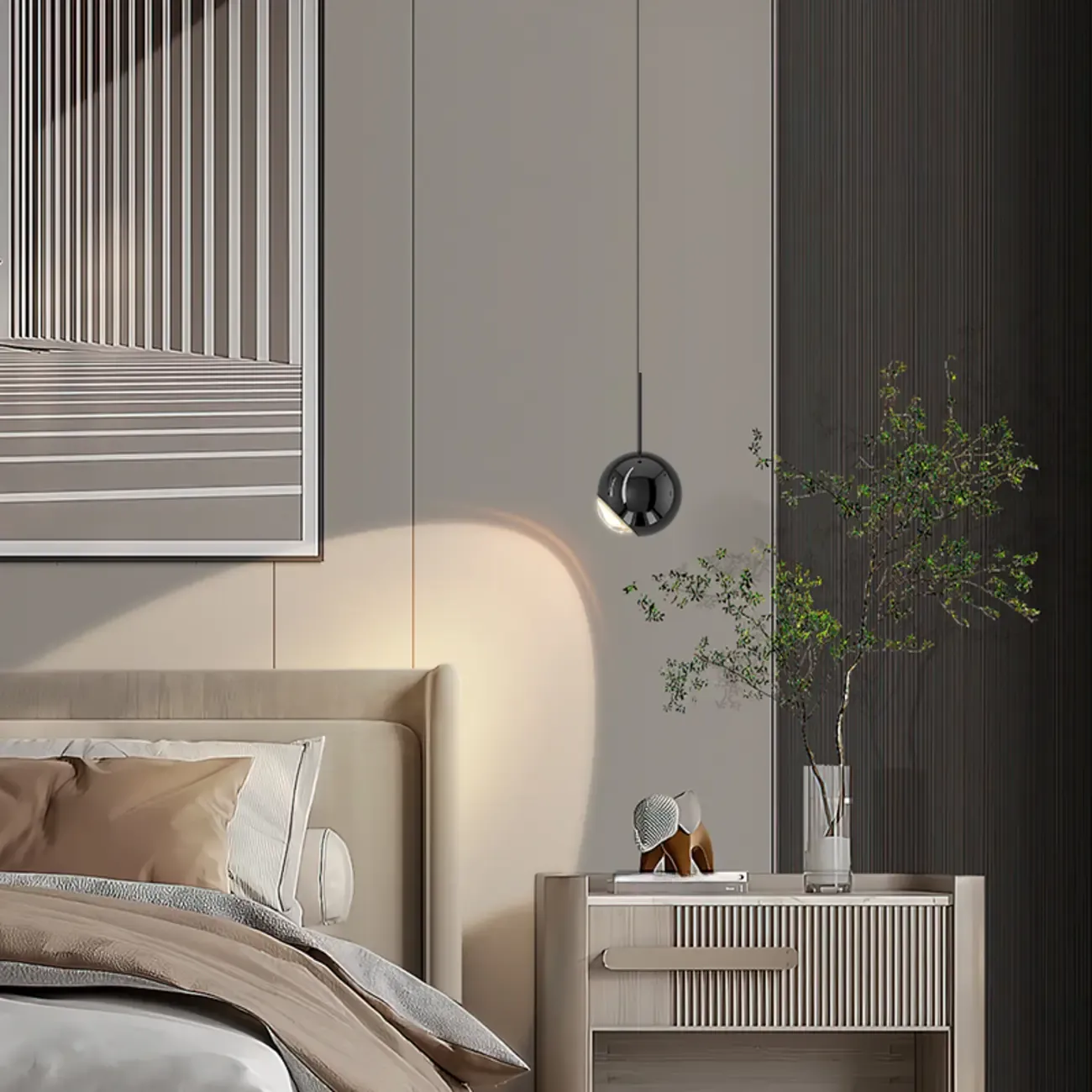 Modern Globe Dimmable LED Pendant Light for Bedroom