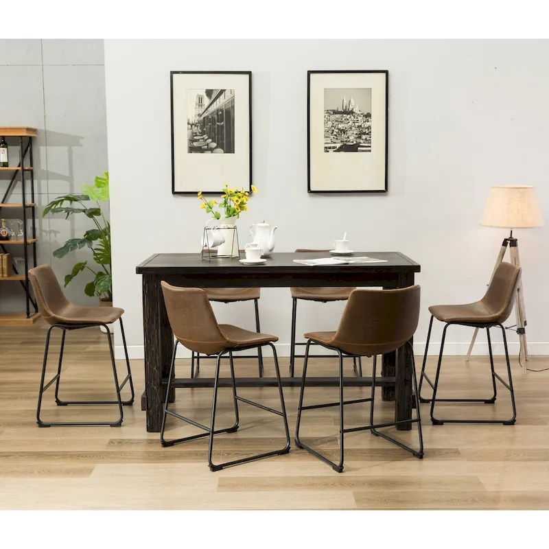 Lotusville 7-pc. Counter-height Black Wood Dining Set