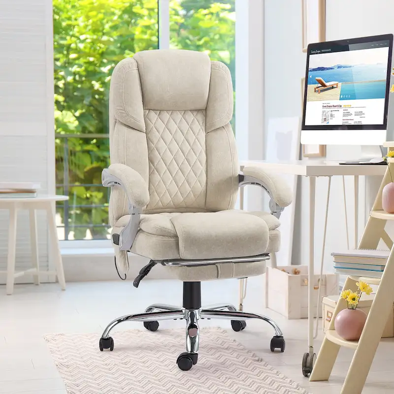 EROMMY Heated Massage Office Chair with Footrest, Ergonomic Reclining Desk Chair with Lumbar Support and Adjustable Height.