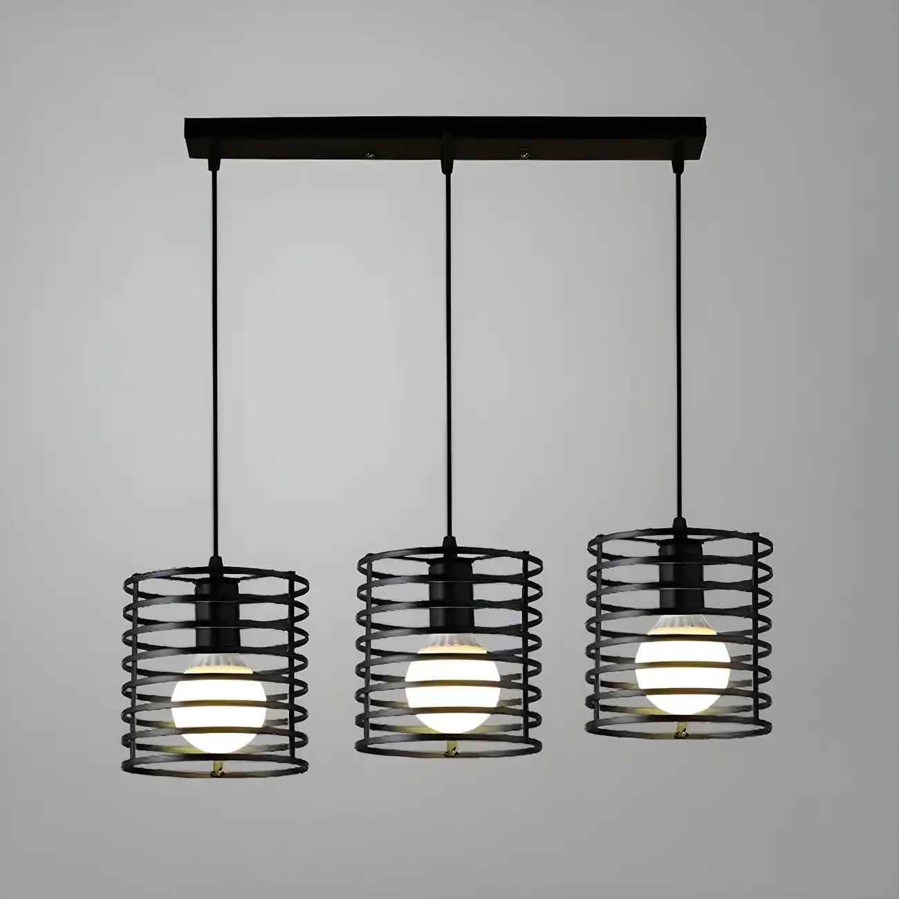 Industrial Black 3-Light Lantern Pendant Light