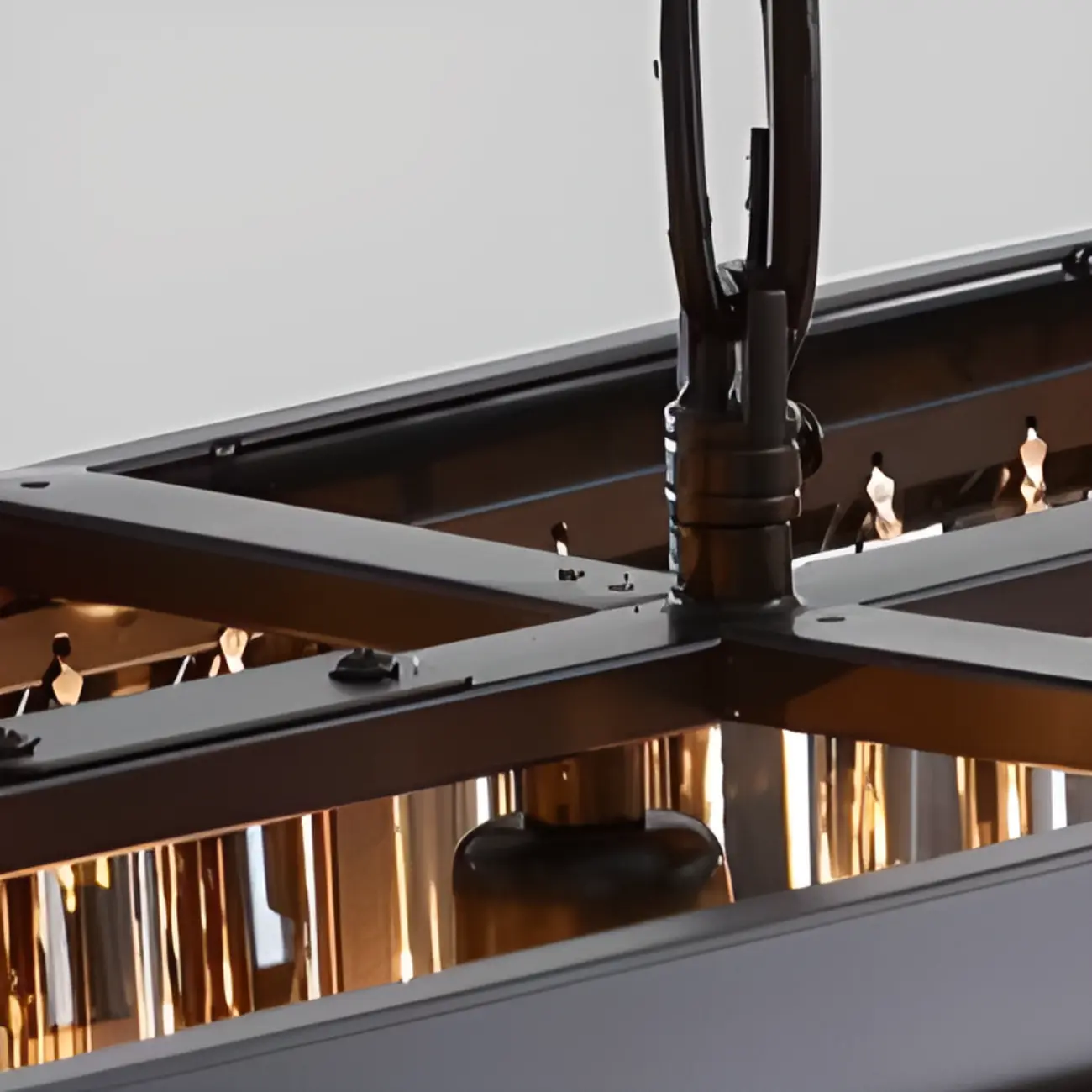 Modern Island Light 2 Tier Transparent Glass in Linear Shape