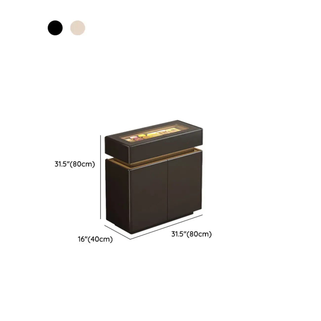 LED Light Wooden Glass Black Sideboard with Drawers Shelves