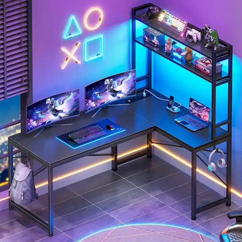 L Shaped Gaming Desk Reversible 45.3 in Small Corner Desk