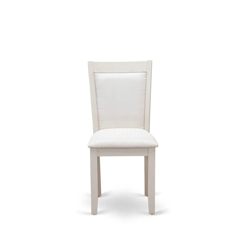 East West Furniture Dining Set- a Rectangle Dining Table and Cream Linen Fabric Parson Chairs, Linen White(Pieces Options)