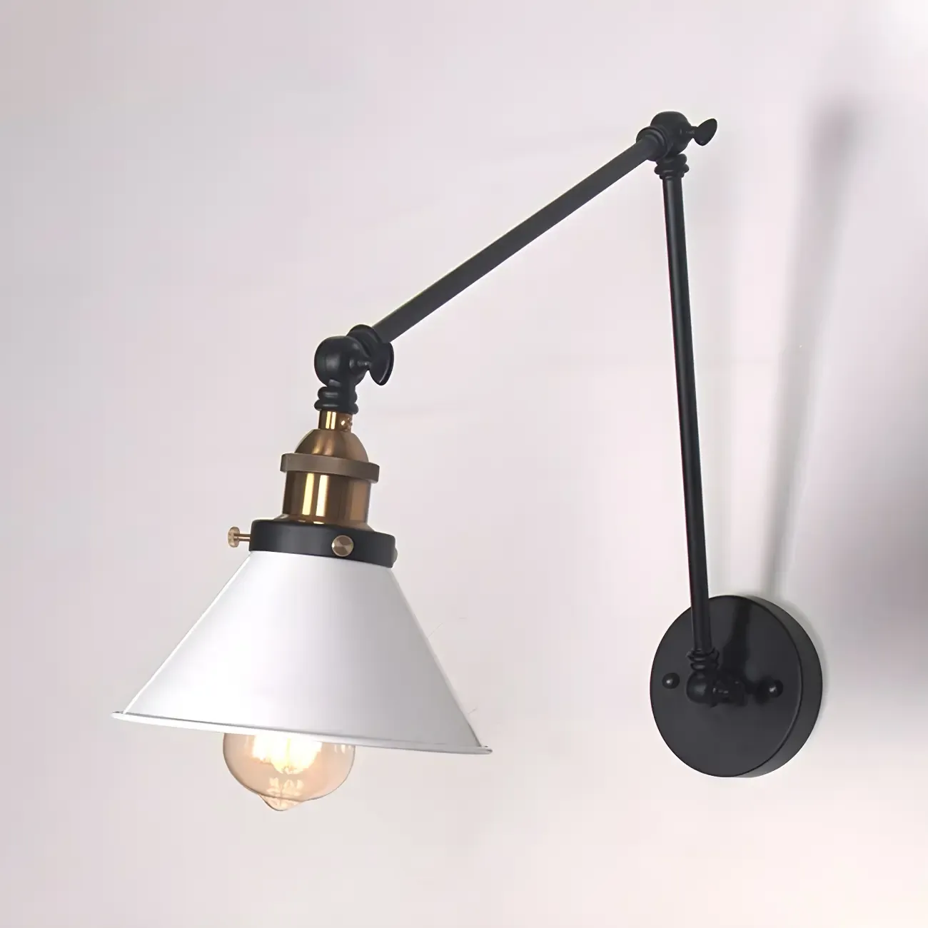 Cone Shade Metal Retro Swing Arm Wall Light