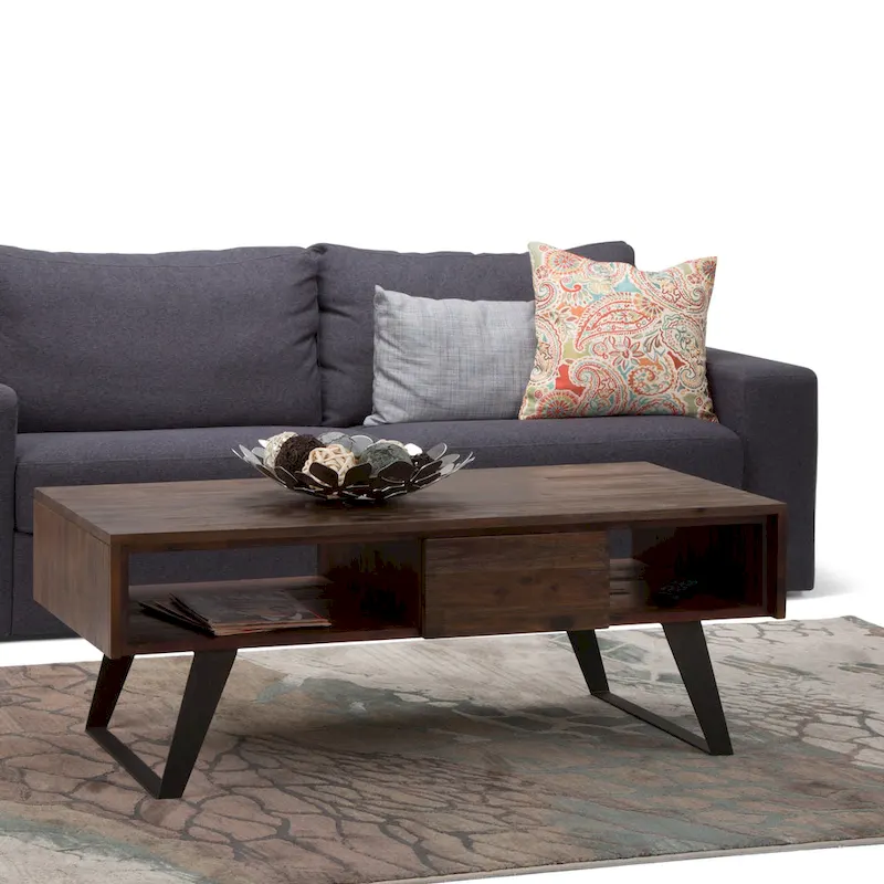 WYNDENHALL Mitchell SOLID WOOD & Metal 48 inch Wide Rectangle Modern Coffee Table - 48 W x 22 D x 18 H