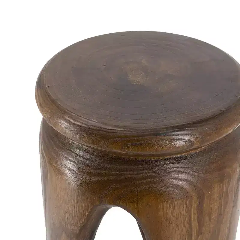 GDFStudio Arashi Carved Paulownia Wood Round Accent Table