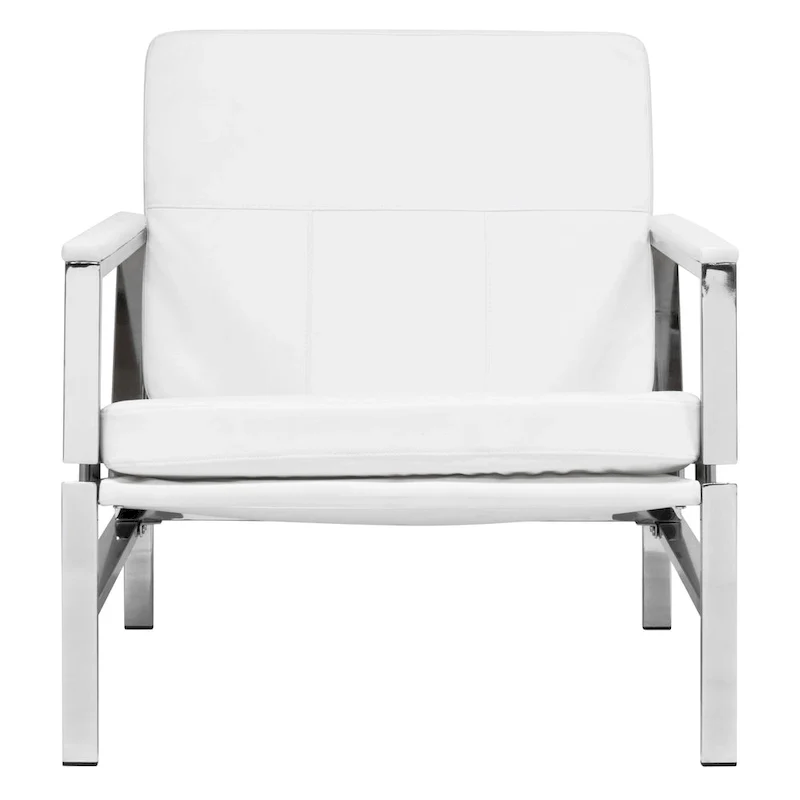 Strick & Bolton Regina Metal and Bonded Leather Mid Century Accent Chair