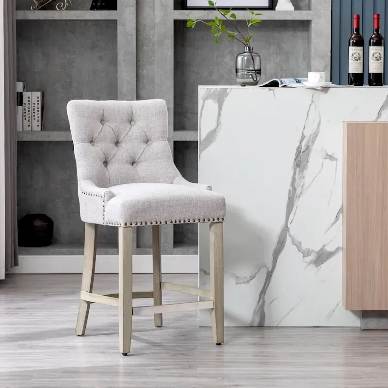 Upholstered Button Tufted Counter Bar Stool