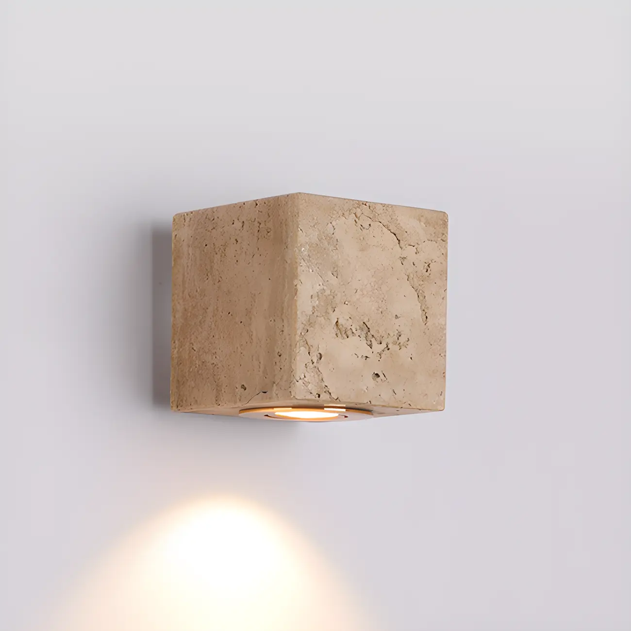 Modern Stone Beige Cube with Globe Wall Sconce