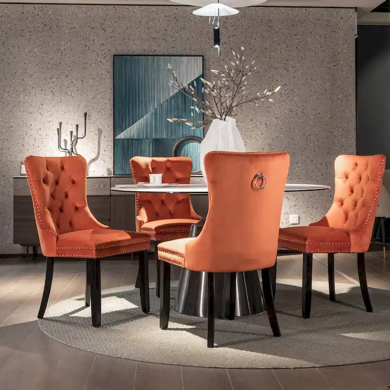 Velvet Upholstered Dining Chair 2-Pcs Set