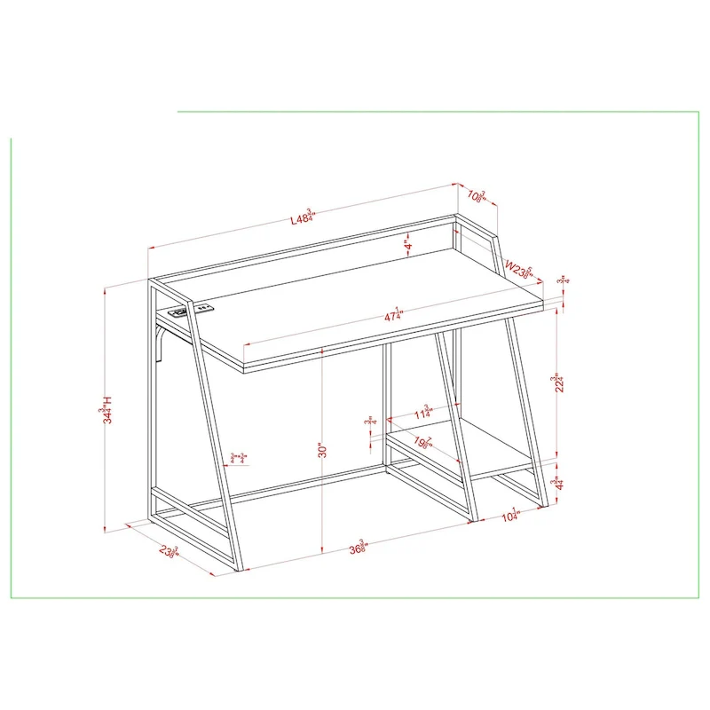 Meard Industrial 49-inch Steel Computer Desk with USBs by Furniture of America