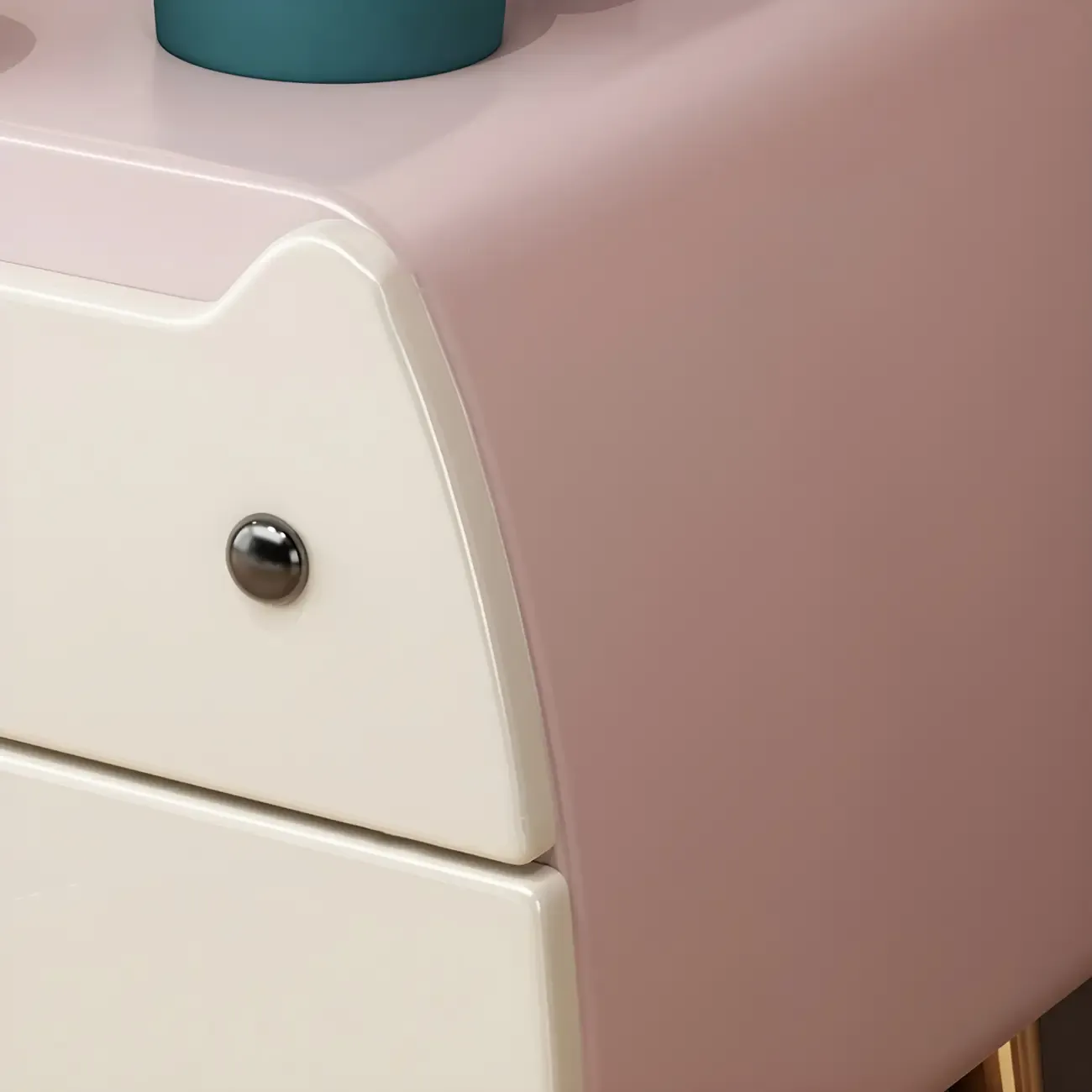 Pink Cute Cat Shape Scandinavian Nightstand with 2 Drawers