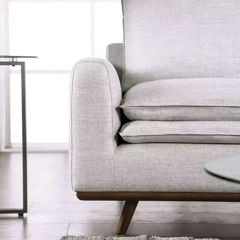HOMES: Inside + Out Gubera 82" Mid-Century Sofa Cotton Linen Blend Upholstery with Feather Blend Cushions