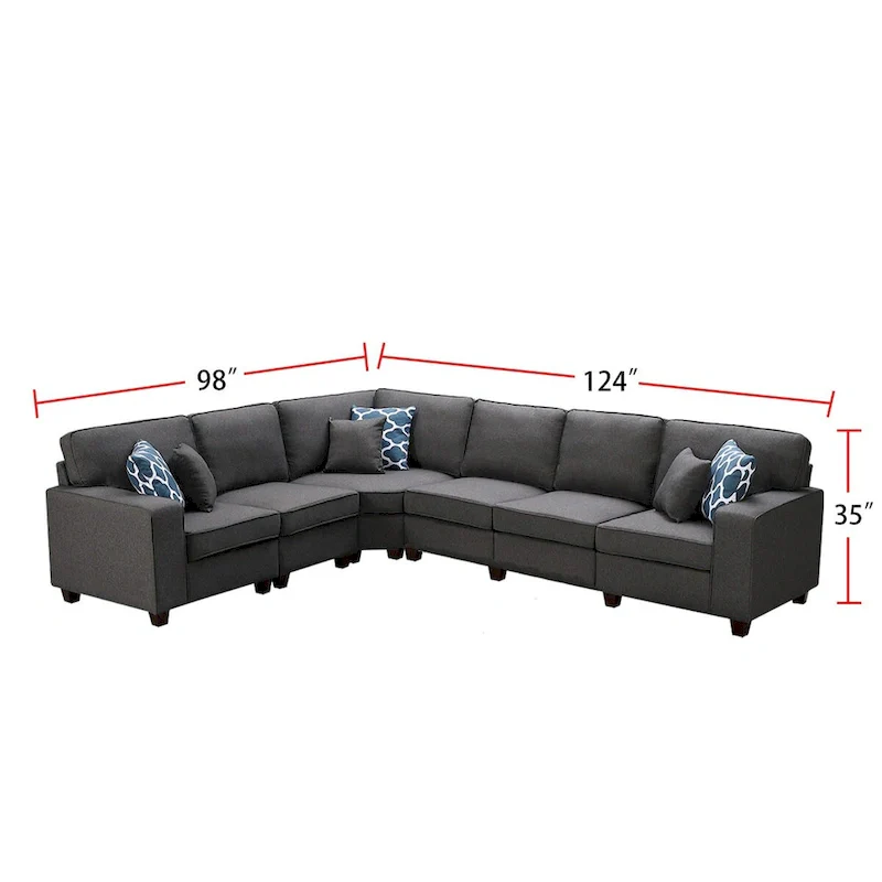 7 Piece Modular L-Shape Sectional Sofa with Ottoman