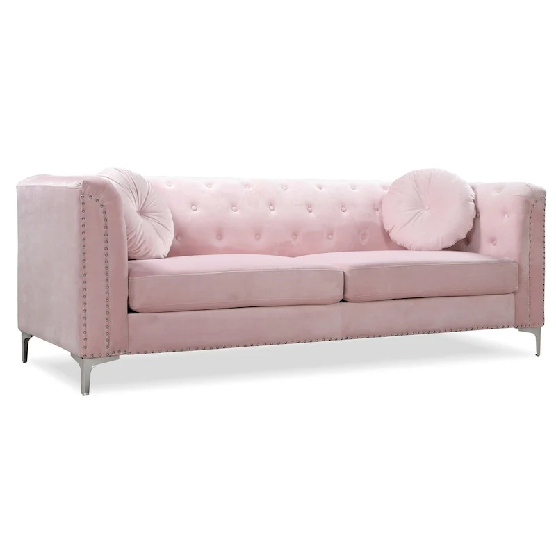 Pompano Velvet Button Tufted Sofa