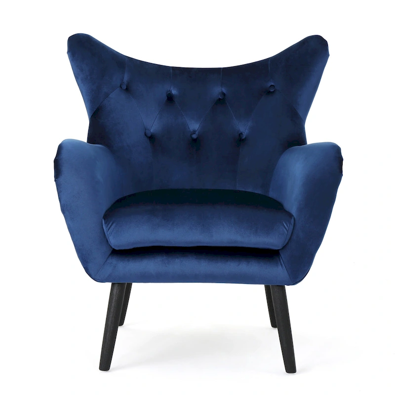 Navy Blue 34.25 Velvet Wingback Arm Chair