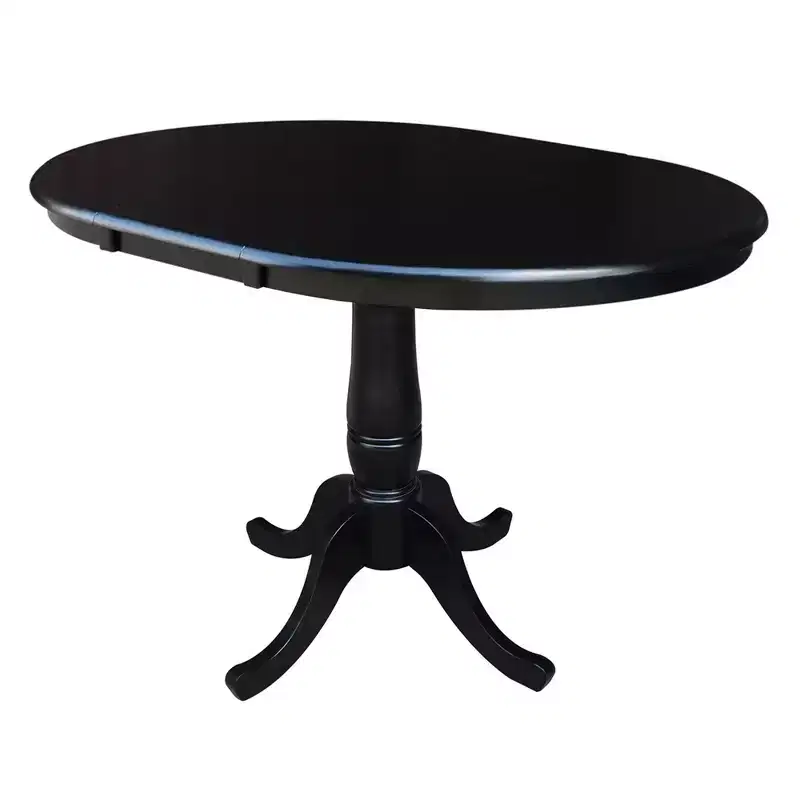 36 Round Top Pedestal Dining Table with 12 Drop Leaf - International Concepts