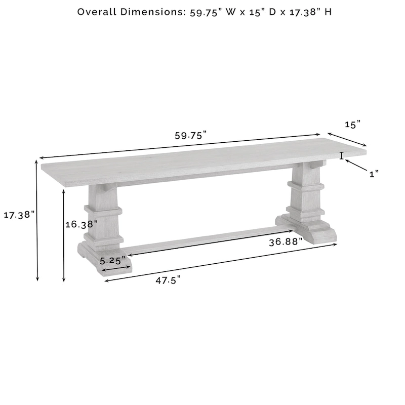 Crosley Joanna Dining Bench - 15x59.75x17.38