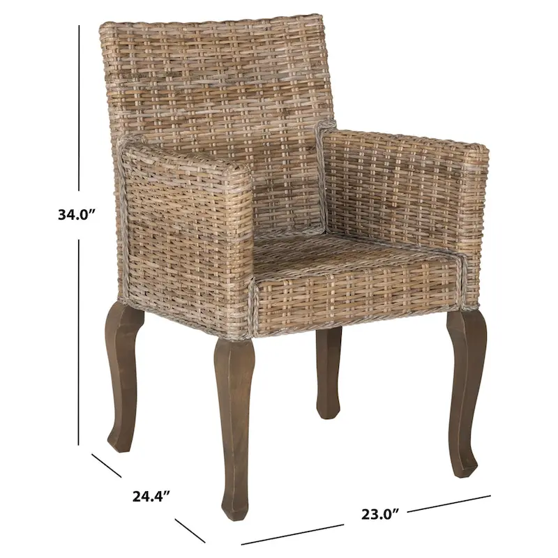 SAFAVIEH Alearda Natural Dining Chair (Set of 2) - 23 x 24.4 x 34 - 23Wx24Dx34H
