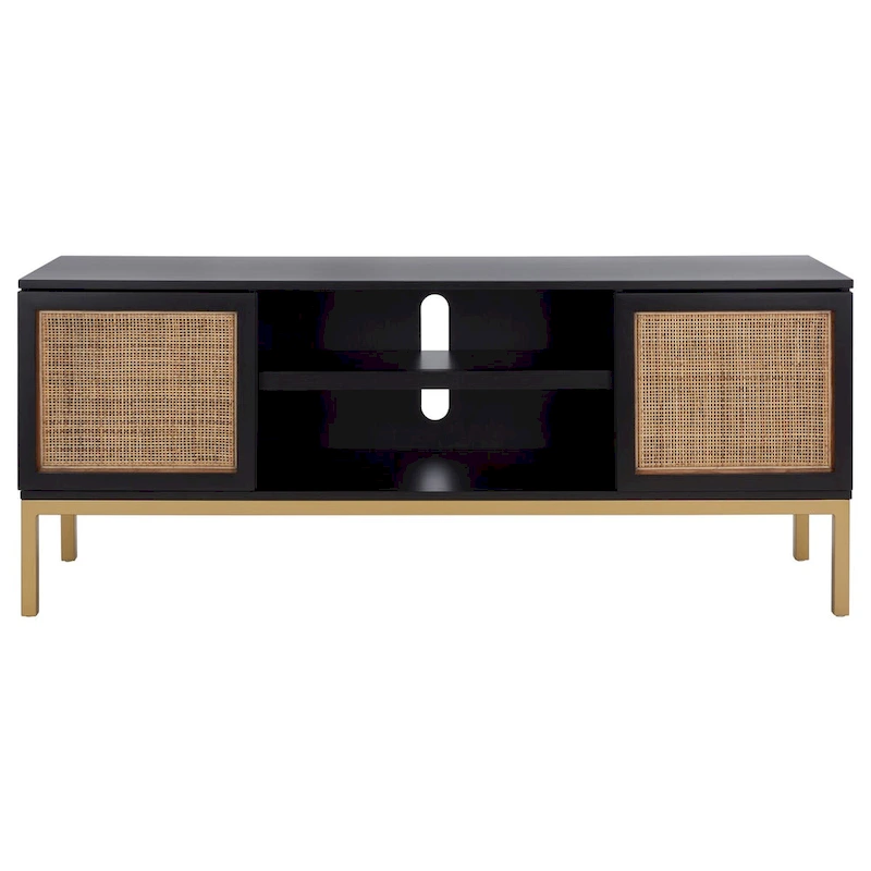 SAFAVIEH Cristen 1 Shelf Rattan Media Stand - 54 W x 15 D x 22 H - 54Wx15Dx22H