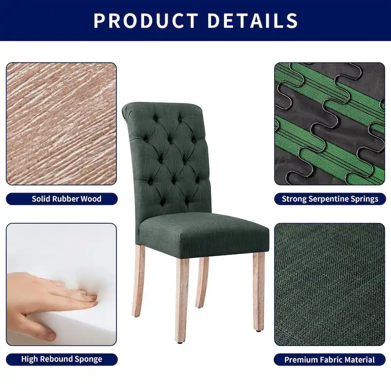 Linen Parsons Modern Button Dining Chair (Set of 2)