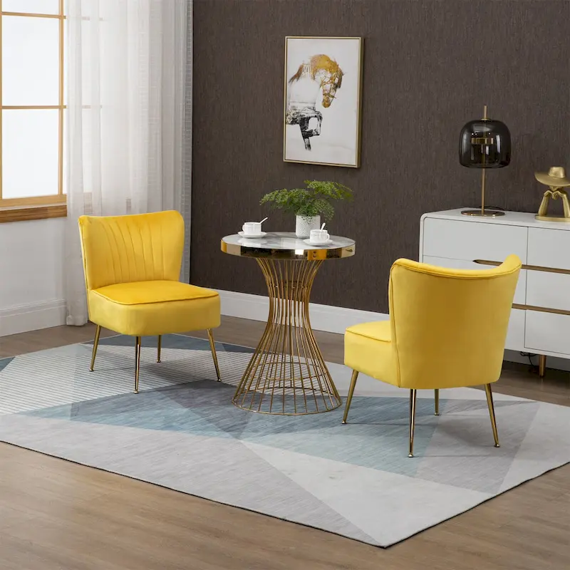 Velvet Upholstered Accent Side Chairs(Set of 2)