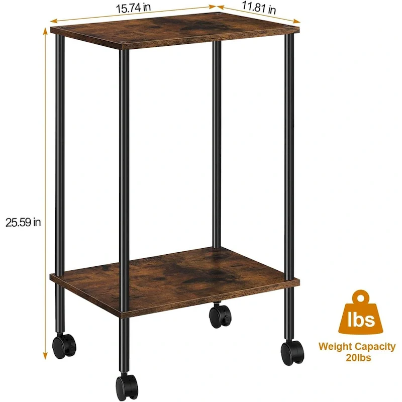 2-Tier Side Table with Wheels