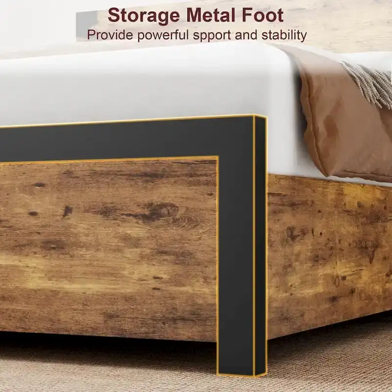 Bed Frame with with Wood Headboard