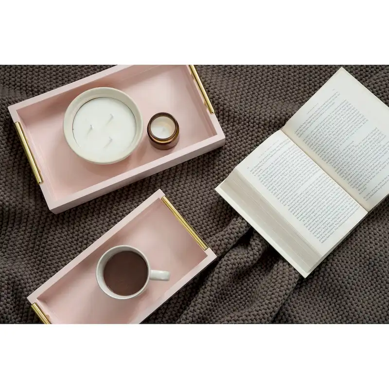 Kate and Laurel Lipton Rectangle Wood Tray Set - 2 Piece