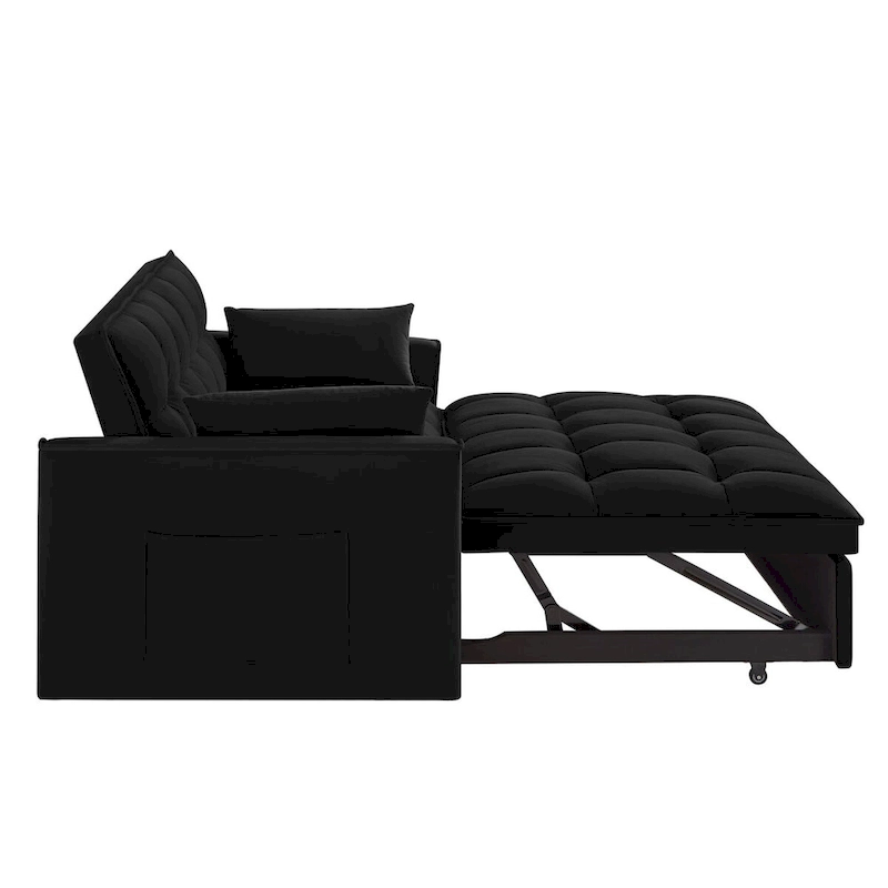 4-in-1 Pull-Out Sleeper Sofa Bed - Loveseat in Velvet -Convertible Couch Bed with Reclining Backrest,2 Side Pockets