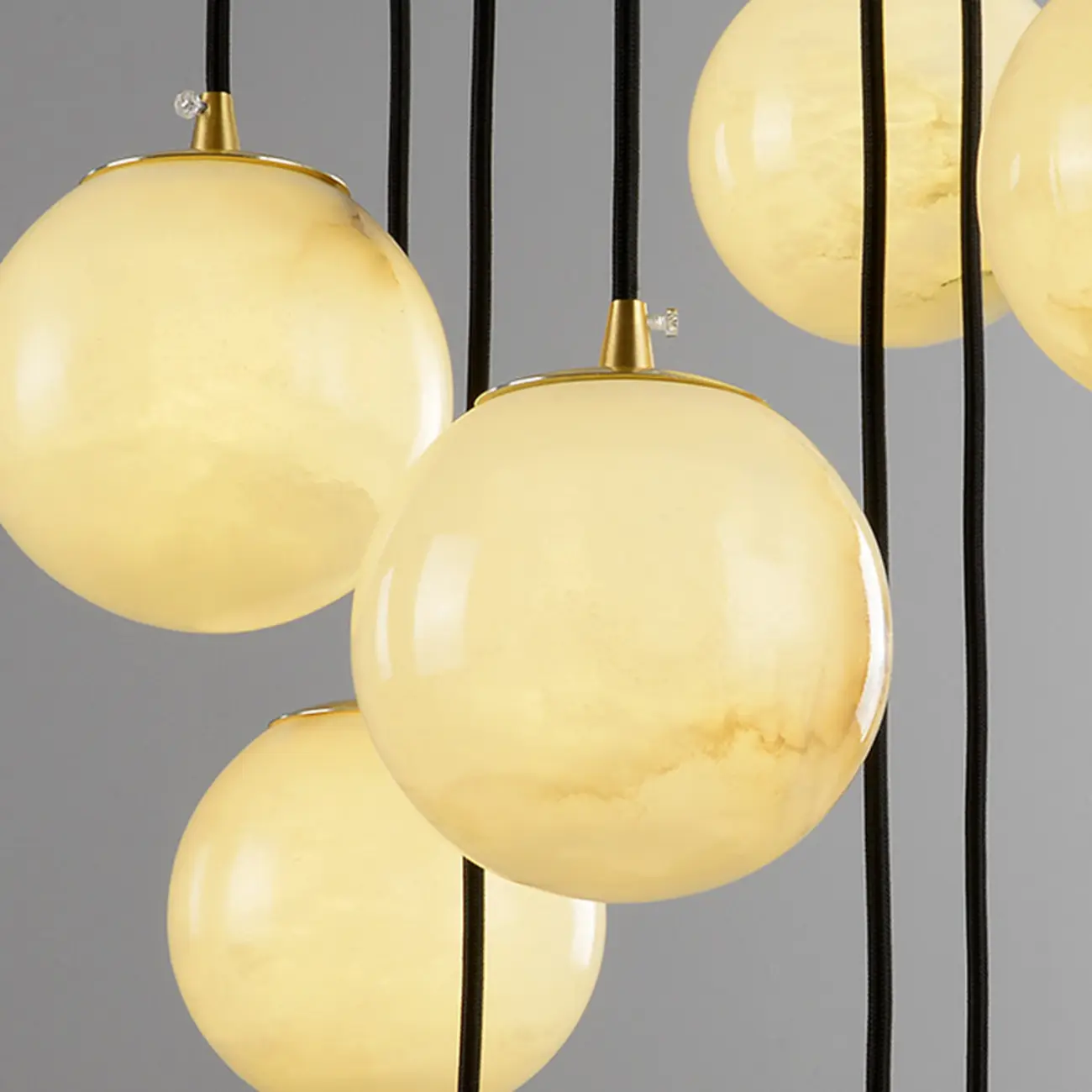 Adjustable Modern Stone Globe Rope Pendant Light