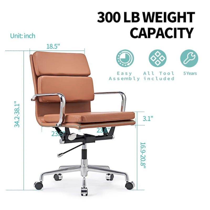 CAROCC Office Chair PU Leather Adjustable ErgoChair with Thickened Cushion - N/A