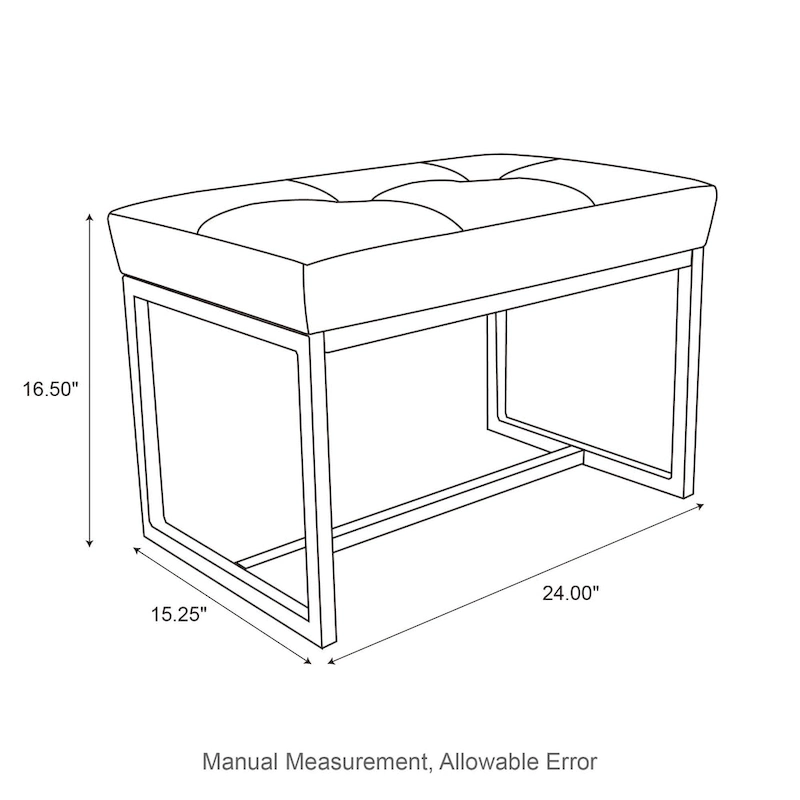 Glitzhome 24W Modern PU Leather Button-tufted Ottoman Foot Stool