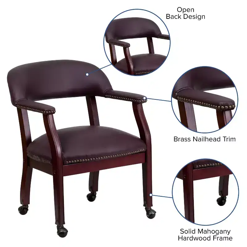 Emma and Oliver Conference Chair with Accent Nail Trim and Casters